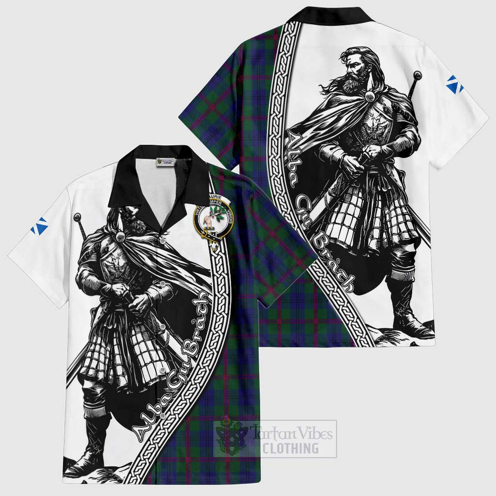 Laurie Tartan Clan Crest Hawaiian Shirt with Highlander Warrior Celtic Style Kid - Tartan Vibes Clothing