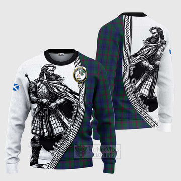 Laurie Tartan Clan Crest Knitted Sweater with Highlander Warrior Celtic Style Unisex - Tartan Vibes Clothing
