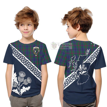 Laurie Tartan Kid T-Shirt Featuring Thistle and Scotland Map Youth XL Size14 - Tartan Vibes Clothing