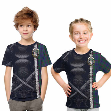 Laurie Tartan Kid T-Shirt with Family Crest Cross Sword Thistle Celtic Vibes Youth XL Size14 - Tartan Vibes Clothing
