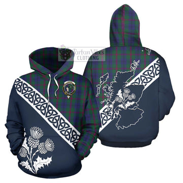Laurie Tartan Hoodie Featuring Thistle and Scotland Map Zip Hoodie - Tartan Vibes Clothing