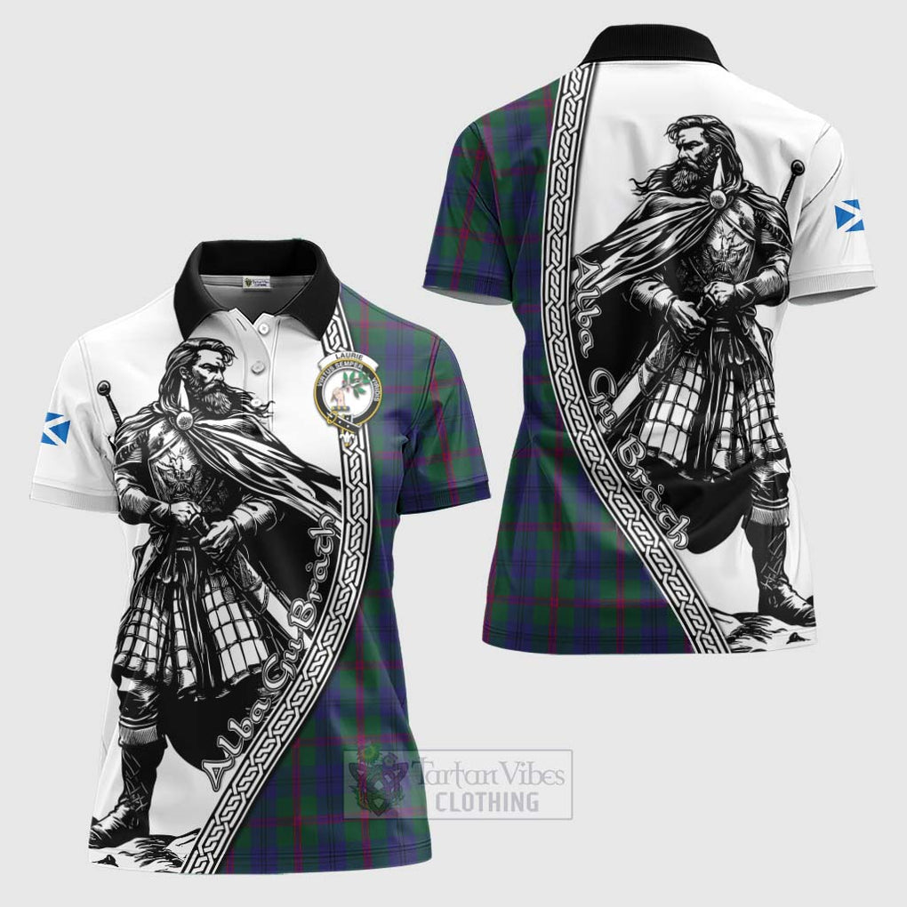 Laurie Tartan Clan Crest Women's Polo Shirt with Highlander Warrior Celtic Style Women - Tartan Vibes Clothing