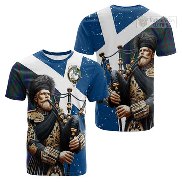 Laurie Tartan Cotton T-shirt with Family Crest Scottish Bagpiper Vibes Kid's Shirt - Tartan Vibes Clothing