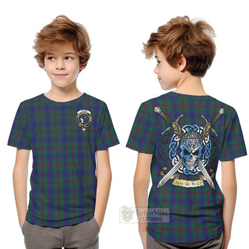Laurie Tartan Kid T-Shirt with Family Crest Celtic Skull Style Youth XL Size14 - Tartan Vibes Clothing