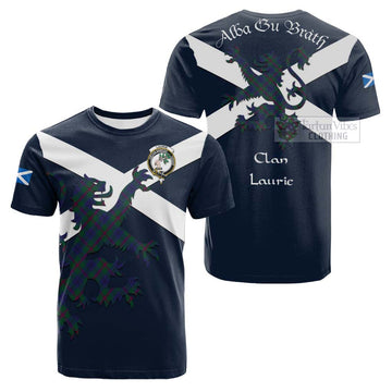Laurie Tartan Lion Rampant Cotton T-shirt Proudly Display Your Heritage with Alba Gu Brath and Clan Name Kid's Shirt - Tartan Vibes Clothing