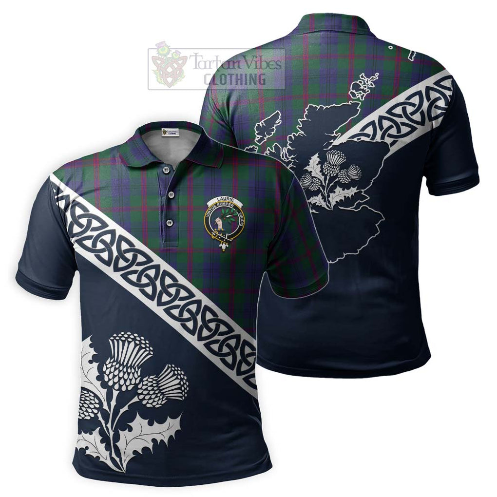 Laurie Tartan Polo Shirt Featuring Thistle and Scotland Map Kid - Tartanvibesclothing Store