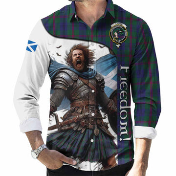 Laurie Crest Tartan Long Sleeve Button Shirt Inspired by the Freedom of Scottish Warrior Men's Shirt S - Tartan Vibes Clothing