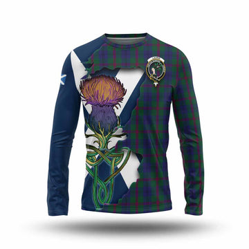 Tartan Vibes Clothing Laurie Tartan Family Crest Long Sleeve T-Shirt Scottish Thistle Celtic Inspired