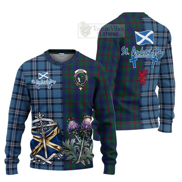 Laurie Tartan Knitted Sweater Happy St. Andrew's Day Half Tartan Style Unisex - Tartan Vibes Clothing