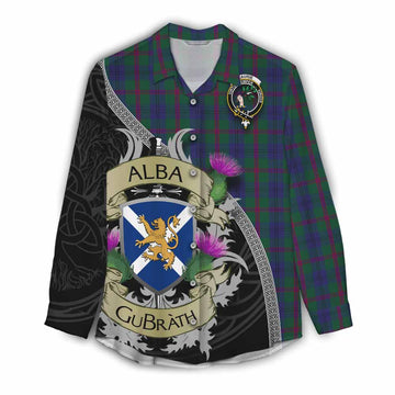 Laurie Tartan Family Crest Women's Casual Shirt Lion Rampant Royal Thistle Shield Celtic Inspired Female - Tartan Vibes Clothing