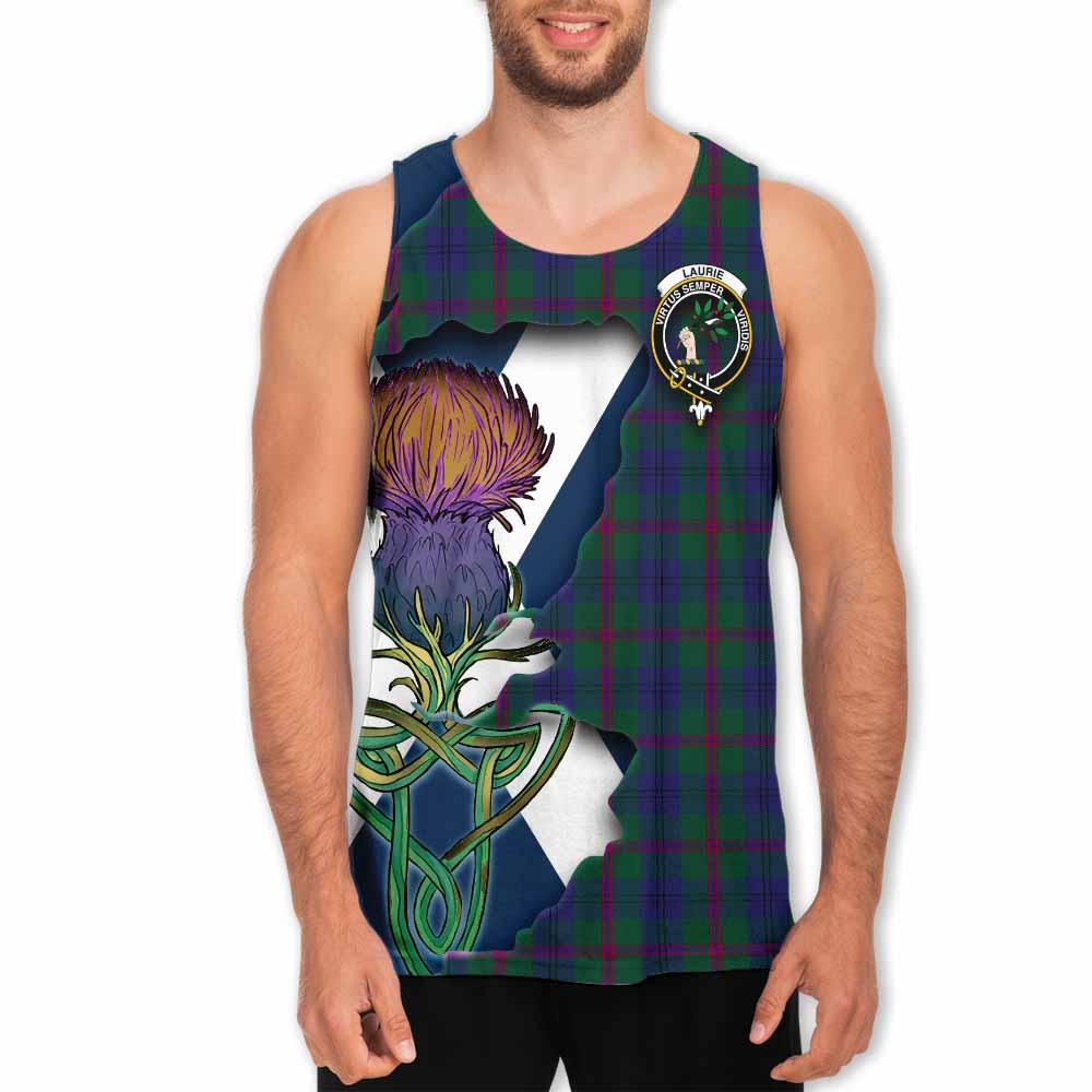 Tartan Vibes Clothing Laurie Tartan Family Crest Men's Tank Top Scottish Thistle Celtic Inspired
