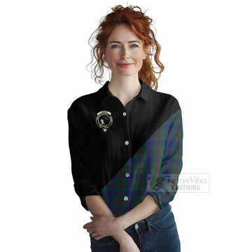 Laurie Tartan Women's Casual Shirt with Family Crest and Military Logo Style Female - Tartan Vibes Clothing