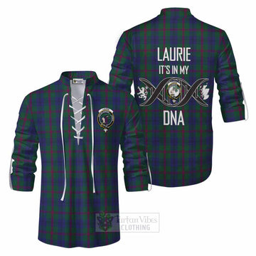 Laurie Tartan Ghillie Kilt Shirt with Family Crest DNA In Me Style Men - Tartan Vibes Clothing