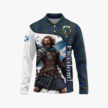 Tartan Vibes Clothing Laurie Crest Tartan Long Sleeve Polo Shirt Inspired by the Freedom of Scottish Warrior