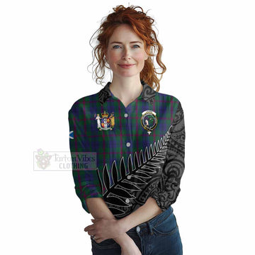 Laurie Crest Tartan Women's Casual Shirt with New Zealand Silver Fern Half Style Female - Tartan Vibes Clothing