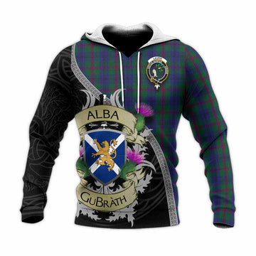 Laurie Tartan Family Crest Knitted Hoodie Lion Rampant Royal Thistle Shield Celtic Inspired Unisex Knitted Pullover Hoodie - Tartan Vibes Clothing