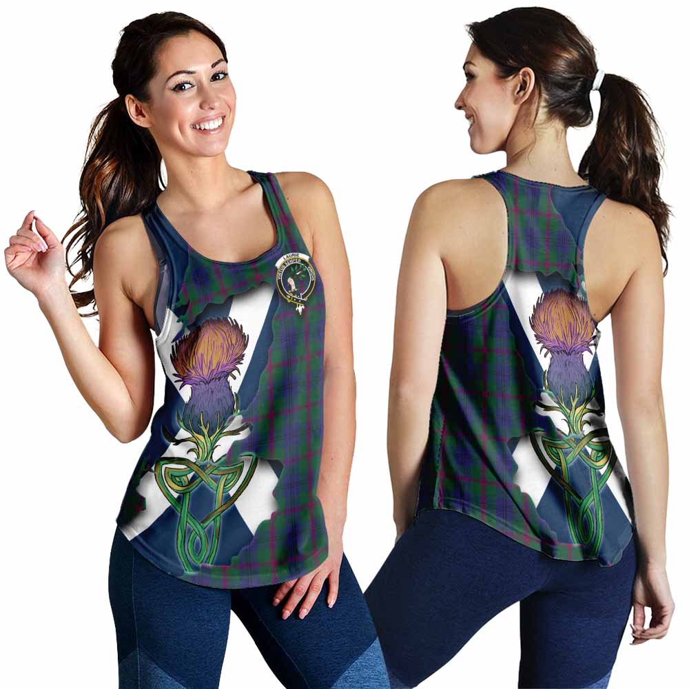 Laurie Tartan Family Crest Women's Racerback Tanks Scottish Thistle Celtic Inspired 4XL - Tartan Vibes Clothing