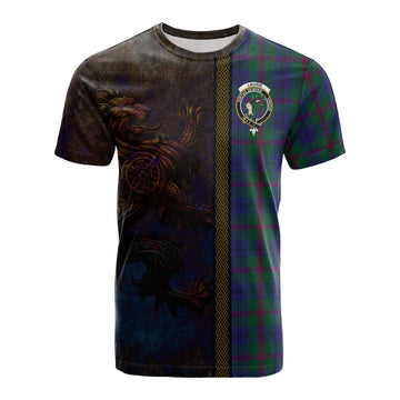 Tartan Vibes Clothing Laurie Tartan Family Crest Cotton T-shirt Alba Gu Brath Be Brave Lion Ancient Style