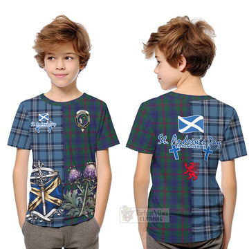 Laurie Tartan Kid T-Shirt Happy St. Andrew's Day Half Tartan Style Youth XL Size14 - Tartan Vibes Clothing