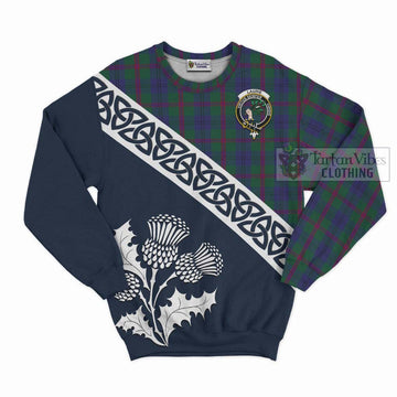 Laurie Tartan Sweatshirt Featuring Thistle and Scotland Map Unisex - Tartan Vibes Clothing