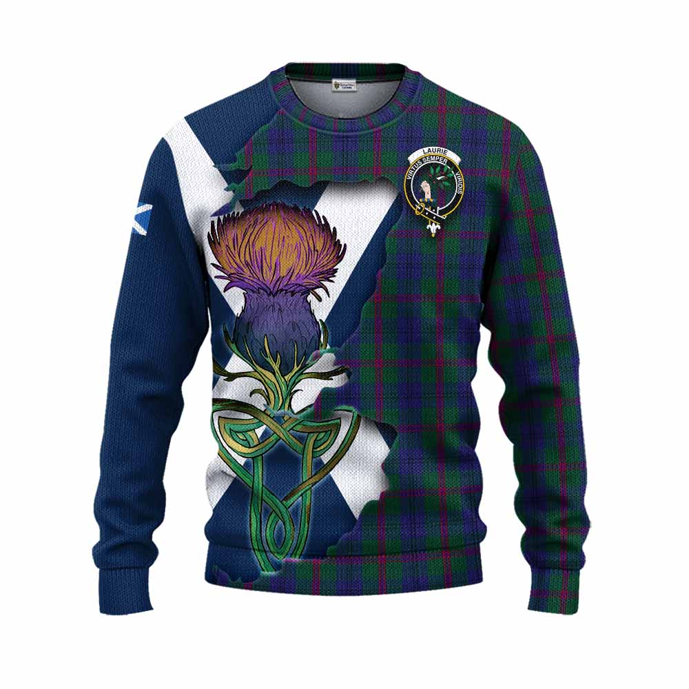 Laurie Tartan Family Crest Knitted Sweater Scottish Thistle Celtic Inspired Unisex - Tartan Vibes Clothing