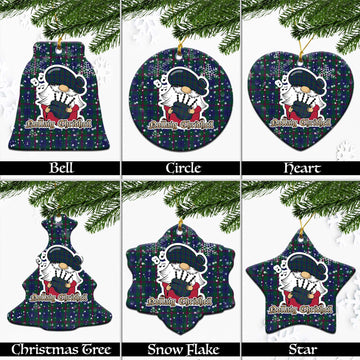 Laurie Tartan Christmas Ornaments with Scottish Gnome Playing Bagpipes