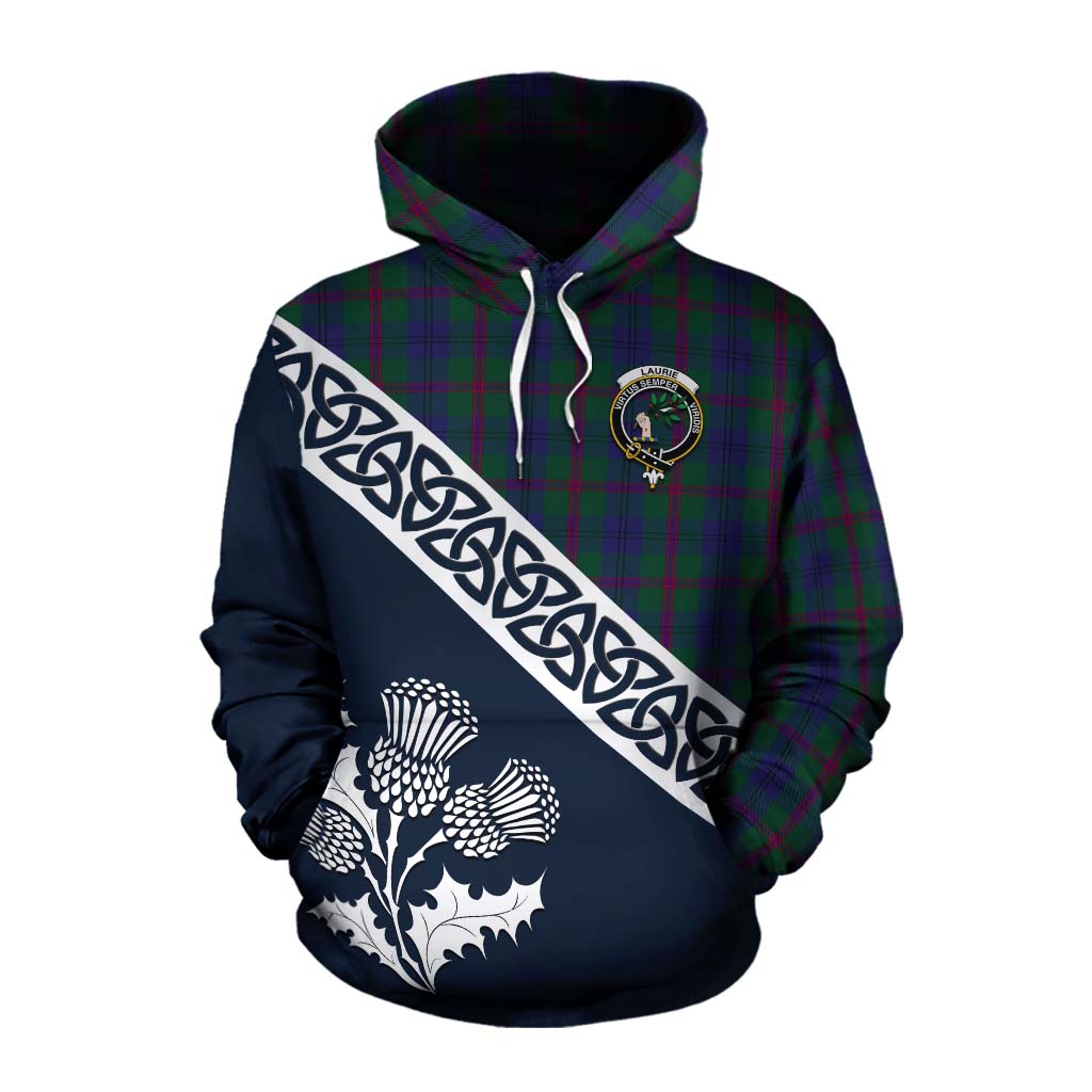 Laurie Tartan Cotton Hoodie Featuring Thistle and Scotland Map Pullover Hoodie XS - Tartan Vibes Clothing