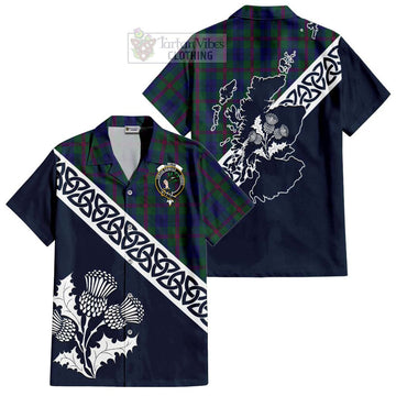 Laurie Tartan Hawaiian Shirt Featuring Thistle and Scotland Map Kid - Tartan Vibes Clothing