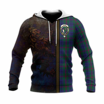 Tartan Vibes Clothing Laurie Tartan Family Crest Knitted Hoodie Alba Gu Brath Be Brave Lion Ancient Style