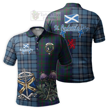 Laurie Tartan Polo Shirt Happy St. Andrew's Day Half Tartan Style Kid - Tartan Vibes Clothing