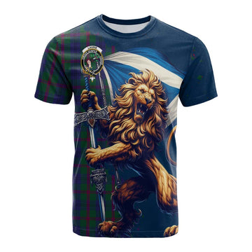 Laurie Tartan Family Crest Cotton T-shirt with Scottish Majestic Lion Kid's Shirt - Tartan Vibes Clothing