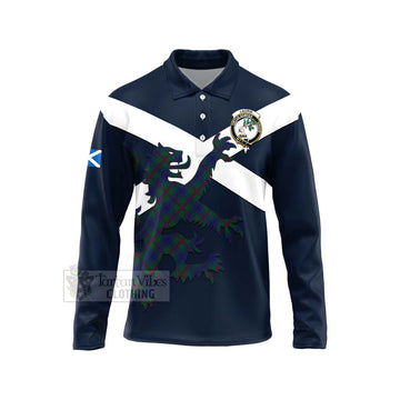 Laurie Tartan Lion Rampant Long Sleeve Polo Shirt Proudly Display Your Heritage with Alba Gu Brath and Clan Name Unisex - Tartan Vibes Clothing