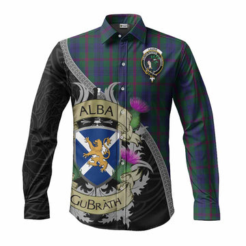 Laurie Tartan Family Crest Long Sleeve Button Shirt Lion Rampant Royal Thistle Shield Celtic Inspired Men's Shirt S - Tartan Vibes Clothing