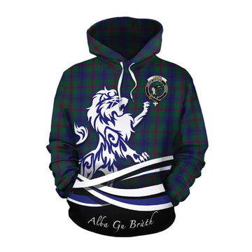 Laurie Tartan Cotton Hoodie with Alba Gu Brath Regal Lion Emblem Pullover Hoodie XS - Tartan Vibes Clothing