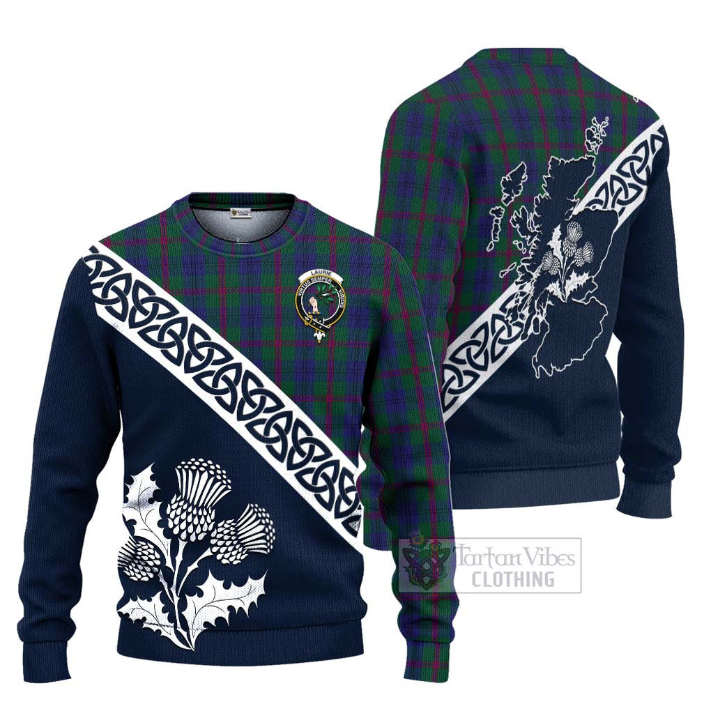 Laurie Tartan Ugly Sweater Featuring Thistle and Scotland Map Unisex - Tartan Vibes Clothing