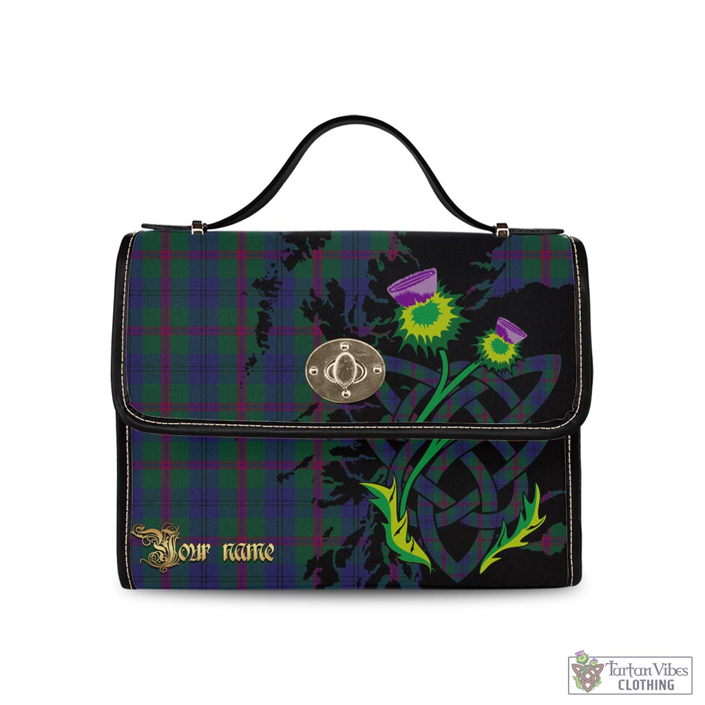 Tartan Vibes Clothing Laurie Tartan Waterproof Canvas Bag with Scotland Map and Thistle Celtic Accents