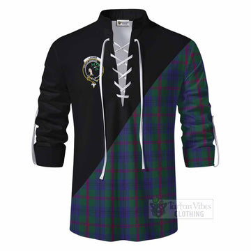 Laurie Tartan Ghillie Kilt Shirt with Family Crest and Military Logo Style - Tartan Vibes Clothing