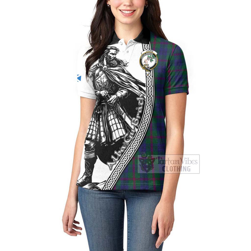 Laurie Tartan Clan Crest Women's Polo Shirt with Highlander Warrior Celtic Style - Tartan Vibes Clothing