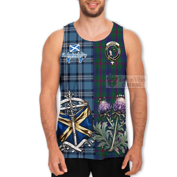 Laurie Tartan Men's Tank Top Happy St. Andrew's Day Half Tartan Style - Tartan Vibes Clothing