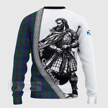 Laurie Tartan Clan Crest Knitted Sweater with Highlander Warrior Celtic Style - Tartan Vibes Clothing