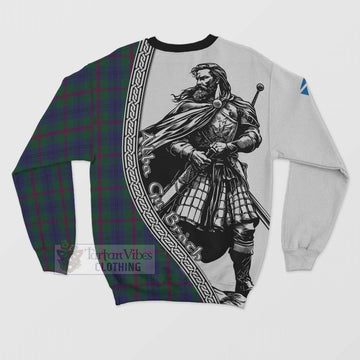 Laurie Tartan Clan Crest Sweatshirt with Highlander Warrior Celtic Style - Tartan Vibes Clothing