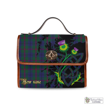 Tartan Vibes Clothing Laurie Tartan Waterproof Canvas Bag with Scotland Map and Thistle Celtic Accents