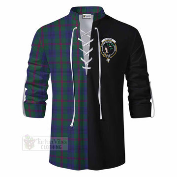 Laurie Tartan Ghillie Kilt Shirt with Family Crest and Half Of Me Style - Tartan Vibes Clothing