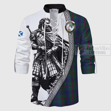 Laurie Tartan Clan Crest Ghillie Kilt Shirt with Highlander Warrior Celtic Style - Tartan Vibes Clothing
