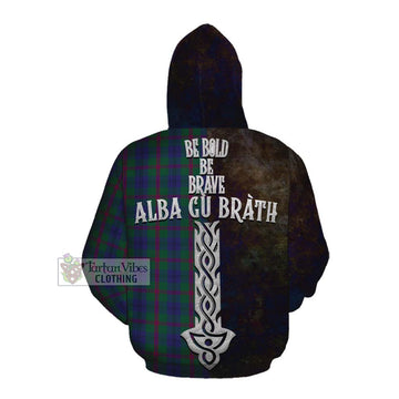 Tartan Vibes Clothing Laurie Tartan Family Crest Cotton Hoodie Alba Gu Brath Be Brave Lion Ancient Style