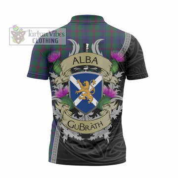 Laurie Tartan Family Crest Zipper Polo Shirt Lion Rampant Royal Thistle Shield Celtic Inspired - Tartan Vibes Clothing
