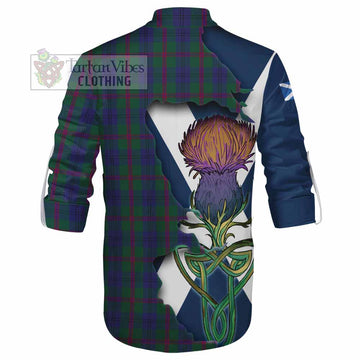 Tartan Vibes Clothing Laurie Tartan Family Crest Ghillie Kilt Shirt Scottish Thistle Celtic Inspired