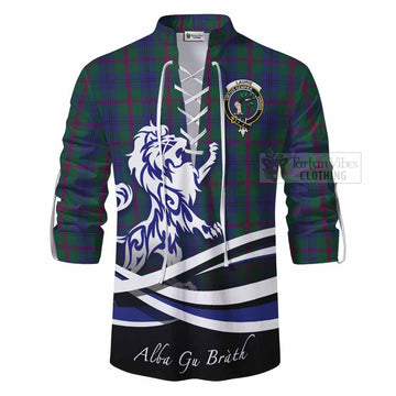 Laurie Tartan Ghillie Kilt Shirt with Alba Gu Brath Regal Lion Emblem - Tartan Vibes Clothing