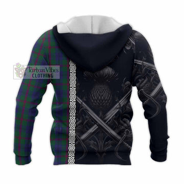 Laurie Tartan Knitted Hoodie with Family Crest Cross Sword Thistle Celtic Vibes - Tartan Vibes Clothing