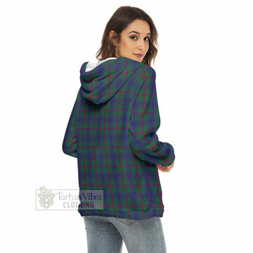 Laurie Tartan Women's Borg Fleece Hoodie with Half Zip with Family Crest - Tartan Vibes Clothing